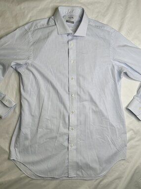 Kamakura Makers Shirt Mens 17 3/4 33 1/2 Blue Striped Button Down Made In Japan